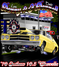 Lou Denny's Outlaw 10.5 Nitrous Chevelle Drag Racing T Shirts