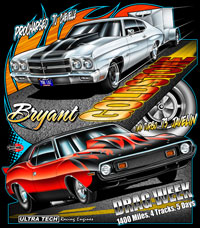 NEW !! Bryant Goldstone's Twin Turbo Javelin and Procharged Chevelle Drag Racing T Shirts
