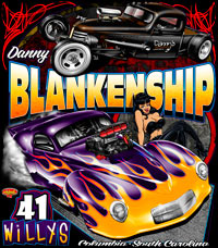 Danny Blankenship Supercharged Willys Outlaw Pro Modified Drag Racing T Shirts