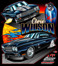 NEW !! Chris Wilson X275 Drag Radial Chevelle Drag Racing T Shirts