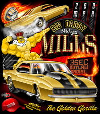 NEW!! DeWayne Mills Golden Gorilla Turbocharged Outlaw Drag Radial Camaro Drag Racing T Shirts