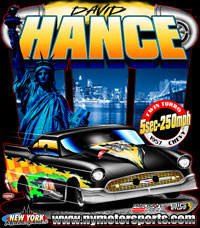 Dave Hance 57 Chevy Pro Modified New York Motorsports Theme Based Drag Racing T Shirts