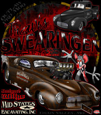 Unforgettable Travis Swearingen Supercharged Willys Themed Drag Racing T Shirts