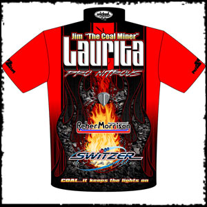 Wicked Grafixx Customer Jim Laurita ADRL Jim Laurita ADRL Pro Nitrous Camaro Dye Sublimation Racing Crew Shirts Back View